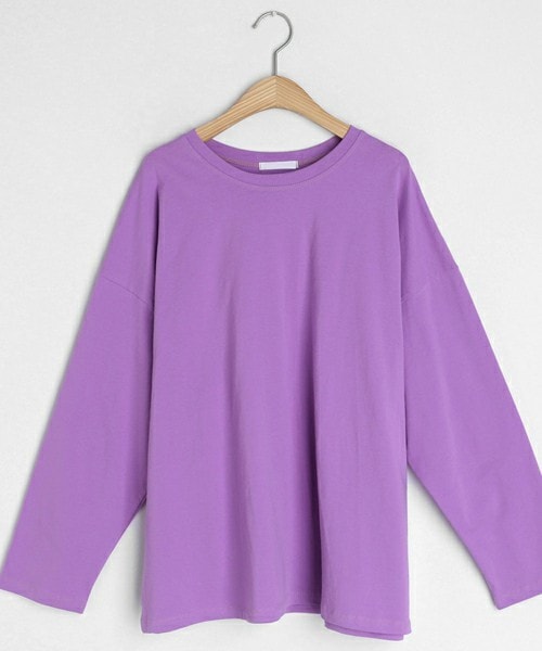 DHOLIC（ディーホリック）の「ルーズラウンドTシャツ（Tシャツ/カットソー・レディース・ホワイト/グレー/パープル/ブラック/オレンジ・FREE）」の4枚目の写真