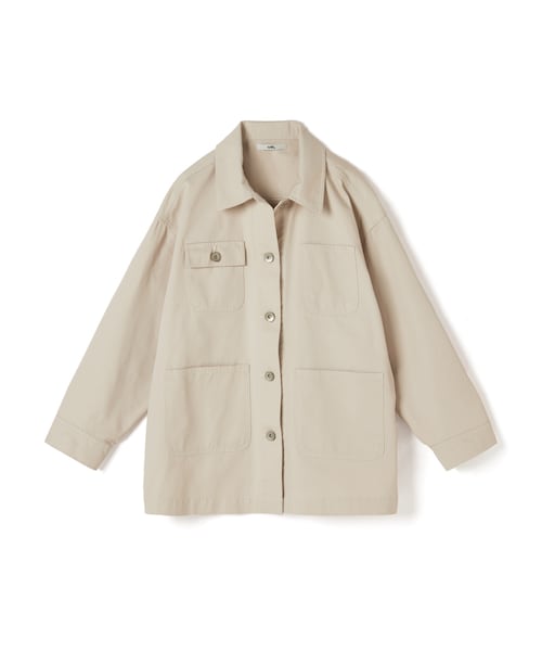 GRL（グレイル）の「ツイルビッグジャケット（その他アウター・レディース・ブラック/ベージュ・F）」の2枚目の写真