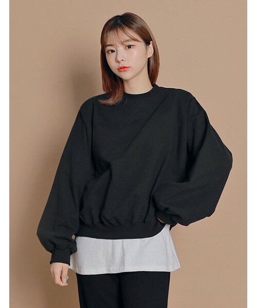 HOTPING(ホッピン)の「ドルマンスリーブルーズスウェット(スウェット・レディース・Blue/Black/Beige/Grey・XS-M/L-XL/2XL-3XL)」の2枚目の写真