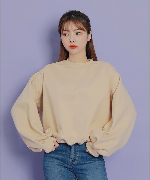 HOTPING(ホッピン)の「ドルマンスリーブルーズスウェット(スウェット・レディース・Blue/Black/Beige/Grey・XS-M/L-XL/2XL-3XL)」の4枚目の写真
