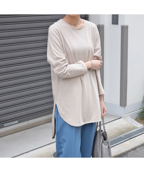 no brand（ノーブランド）の「コットンラウンドヘムロンTee（Tシャツ/カットソー・レディース・その他）」の7枚目の写真