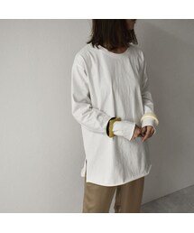 Lavish Gate | nh-tops-02145　カットオフ スリット ロングＴシャツ　ホワイト(Tシャツ/カットソー)