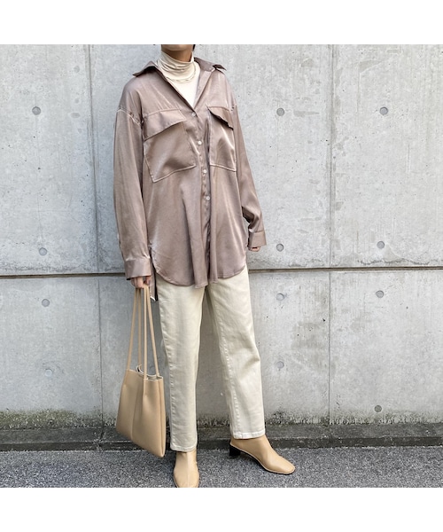 no brand（ノーブランド）の「サテンオーバーシャツBL（シャツ/ブラウス・レディース・その他）」の5枚目の写真