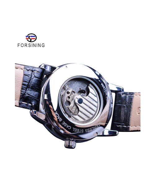 FORSINING ムーンフェイズ メンズ腕時計 自動巻き 機械式 防水 本革ベルト 月の満ち欠け 海外トップブランド 選べる3色