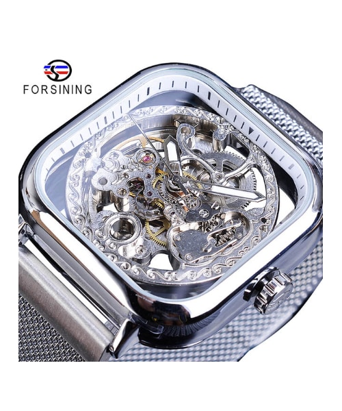 no brand（ノーブランド）の「FORSINING メンズ腕時計 スクエア スケルトン 自動巻き 機械式 スクエア 発光 海外トップブランド 選べる6色（その他・メンズ・その他）」の6枚目の写真