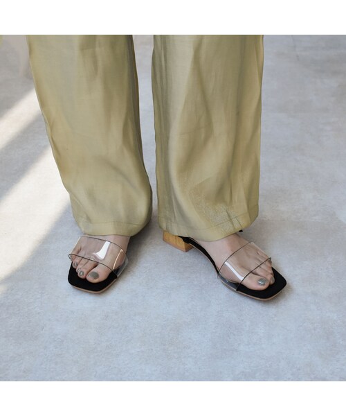 Lavish Gate（ラヴィッシュゲート）の「shoes-02093　エコスエード レースアップ クリア サンダル　ブラック　エクリュ　マスタード（サンダル・レディース・その他）」の8枚目の写真