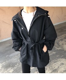 copine | ウエストリボン付き！ゆる可愛い袖ボリュームミドル丈マウンテンパーカー【クリックポスト対象商品】(マウンテンパーカー)