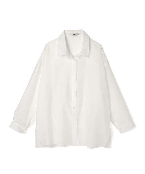 GRL(グレイル)の「シアーオーバーシャツ(シャツ/ブラウス・レディース・グリーン/ライトベージュ/オフホワイト/ブラック/モカ/グレージュ・F)」の2枚目の写真