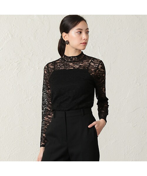 EPOCA エポカ ブラック レース ブラウス EPOCA（エポカ）の「ストレッチリバーレースブラウス（）」 - WEAR