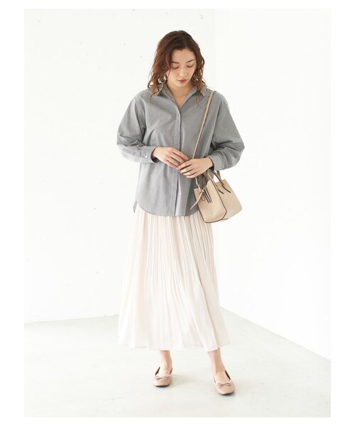 Green　Parks（グリーンパークス）の「・RAY CASSIN ケシプリーツサテンスカート（スカート・アイボリー/グレー/モカ/ブルー・F）」の15枚目の写真