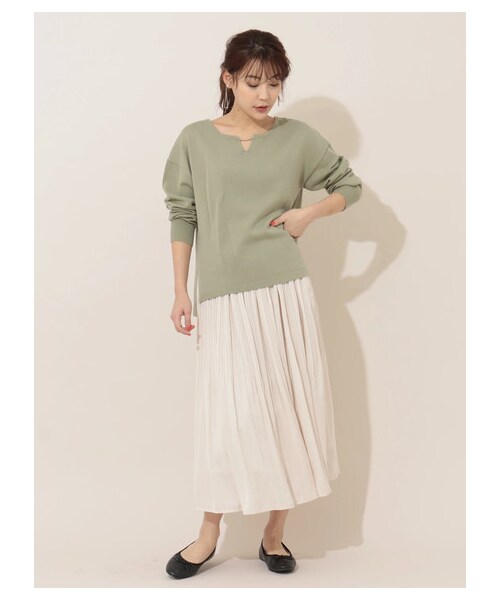 Green　Parks（グリーンパークス）の「・RAY CASSIN ケシプリーツサテンスカート（スカート・アイボリー/グレー/モカ/ブルー・F）」の6枚目の写真