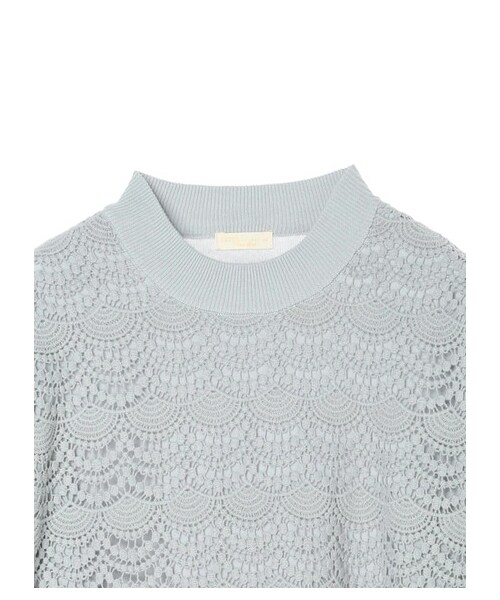 earth music&ecology（アースミュージックアンドエコロジー）の「オーガニックコットンフロントレースニットプルオーバー（トップス・オフホワイト/ブラック/グレーベージュ/ミント/サックスブルー/ラベンダー・F）」の3枚目の写真
