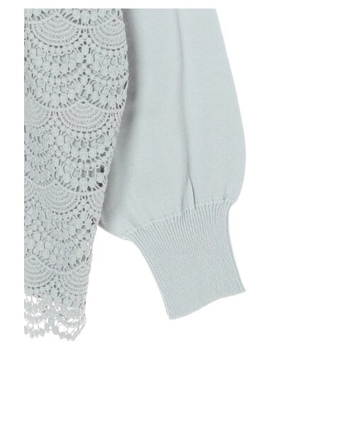 earth music&ecology（アースミュージックアンドエコロジー）の「オーガニックコットンフロントレースニットプルオーバー（トップス・オフホワイト/ブラック/グレーベージュ/ミント/サックスブルー/ラベンダー・F）」の4枚目の写真