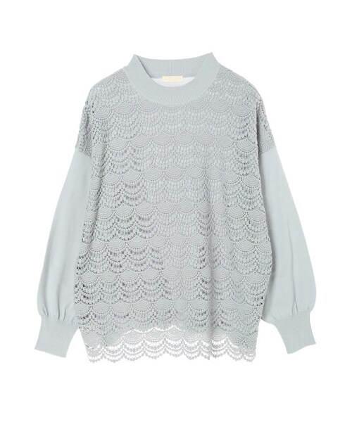earth music&ecology（アースミュージックアンドエコロジー）の「オーガニックコットンフロントレースニットプルオーバー（トップス・オフホワイト/ブラック/グレーベージュ/ミント/サックスブルー/ラベンダー・F）」の17枚目の写真