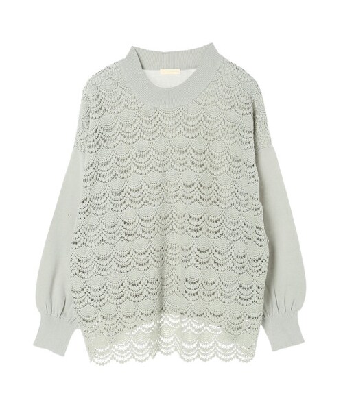 earth music&ecology（アースミュージックアンドエコロジー）の「オーガニックコットンフロントレースニットプルオーバー（トップス・オフホワイト/ブラック/グレーベージュ/ミント/サックスブルー/ラベンダー・F）」の16枚目の写真