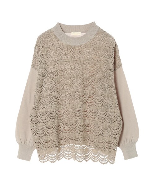 earth music&ecology（アースミュージックアンドエコロジー）の「オーガニックコットンフロントレースニットプルオーバー（トップス・オフホワイト/ブラック/グレーベージュ/ミント/サックスブルー/ラベンダー・F）」の15枚目の写真