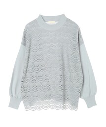 earth music&ecology | オーガニックコットンフロントレースニットプルオーバー(トップス)