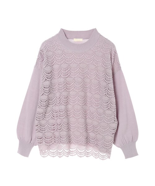 earth music&ecology（アースミュージックアンドエコロジー）の「オーガニックコットンフロントレースニットプルオーバー（トップス・オフホワイト/ブラック/グレーベージュ/ミント/サックスブルー/ラベンダー・F）」の12枚目の写真