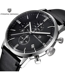 PAGANI DESIGN メンズ腕時計 3気圧防水 クロノグラフ クォーツ 日付表示 パガーニデザイン 本革 ステンレスベルト 選べる6種類