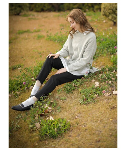 earth music&ecology（アースミュージックアンドエコロジー）の「スキスキスキニー(カラー)（パンツ・オフホワイト/ブラック・S/M/L）」の7枚目の写真