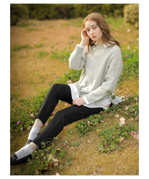 earth music&ecology（アースミュージックアンドエコロジー）の「スキスキスキニー(カラー)（パンツ・オフホワイト/ブラック・S/M/L）」の5枚目の写真