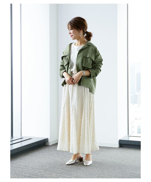 earth music&ecology（アースミュージックアンドエコロジー）の「綺麗フレアスカート(パターン)（スカート・ブラック/ピンク/ドット/フラワーブラック/フラワー/ドットブラック・F）」の4枚目の写真