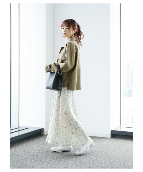 earth music&ecology（アースミュージックアンドエコロジー）の「綺麗フレアスカート(パターン)（スカート・ブラック/ピンク/ドット/フラワーブラック/フラワー/ドットブラック・F）」の7枚目の写真