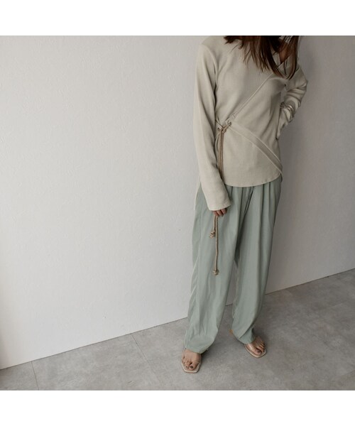 Lavish Gate（ラヴィッシュゲート）の「nh-bottoms-02057　ルーズワイドイージーサテンパンツ　ミントグリーン（その他パンツ・レディース・その他）」の15枚目の写真