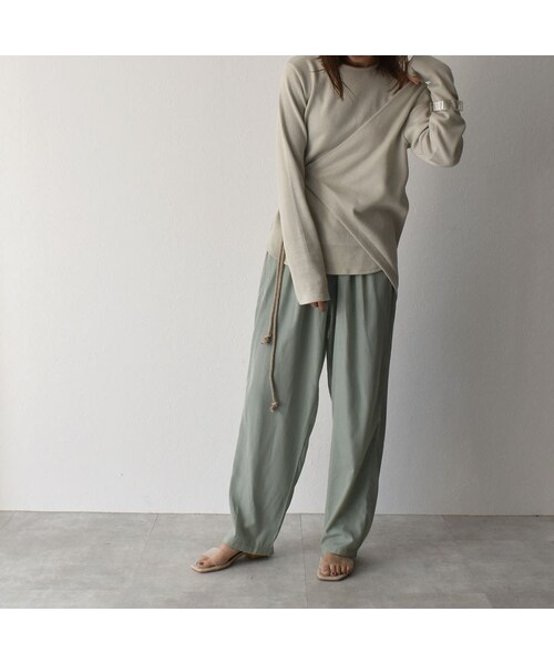 Lavish Gate（ラヴィッシュゲート）の「nh-bottoms-02057　ルーズワイドイージーサテンパンツ　ミントグリーン（その他パンツ・レディース・その他）」の9枚目の写真