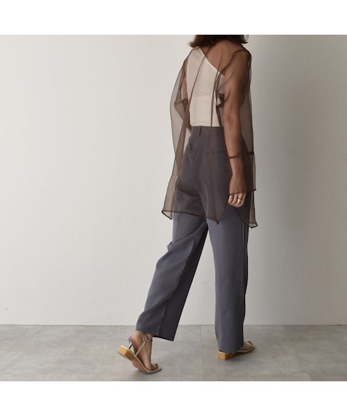 Lavish Gate（ラヴィッシュゲート）の「tops-04026　日本製　オーガンジー　シアーシャツ　ブラウン（シャツ/ブラウス・レディース・その他）」の6枚目の写真