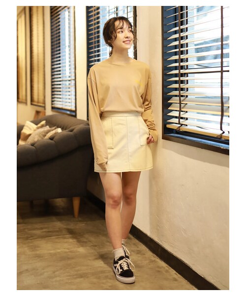 E hyphen world gallery（イーハイフンワールドギャラリー）の「ツイルベイカーミニスカート（スカート・アイボリー/ブラック/ピンク・F）」の5枚目の写真