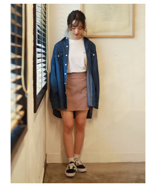 E hyphen world gallery（イーハイフンワールドギャラリー）の「ツイルベイカーミニスカート（スカート・アイボリー/ブラック/ピンク・F）」の2枚目の写真