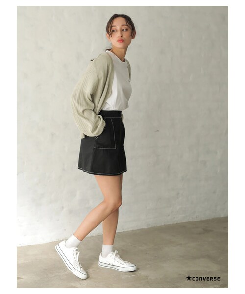 E hyphen world gallery（イーハイフンワールドギャラリー）の「ツイルベイカーミニスカート（スカート・アイボリー/ブラック/ピンク・F）」の12枚目の写真