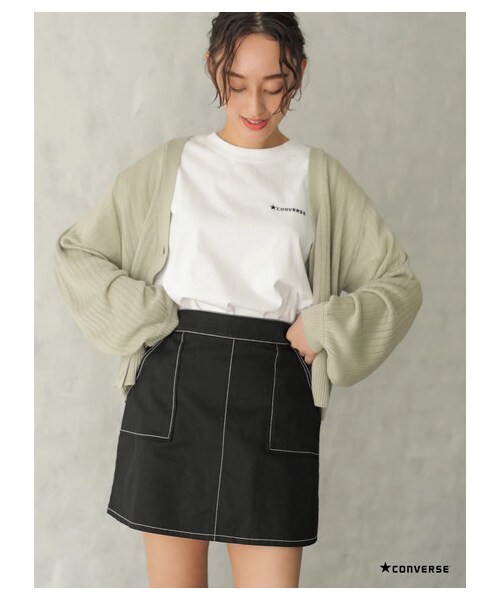 E hyphen world gallery（イーハイフンワールドギャラリー）の「ツイルベイカーミニスカート（スカート・アイボリー/ブラック/ピンク・F）」の10枚目の写真