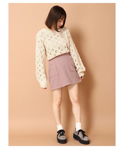 E hyphen world gallery（イーハイフンワールドギャラリー）の「ツイルベイカーミニスカート（スカート・アイボリー/ブラック/ピンク・F）」の13枚目の写真