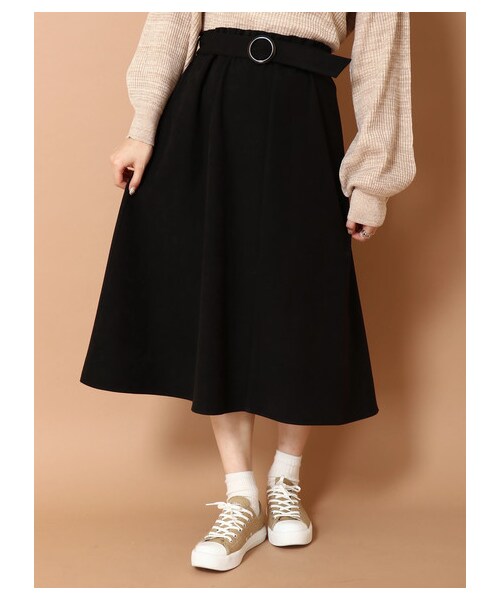 Na+H ブラック フレアスカート ベルト付き hbwb332.jpg