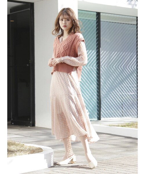 dazzlin（ダズリン）の「LITTLE LILYマキシワンピース（ワンピース・ピンク/グリーン/アイボリー・S/M）」の14枚目の写真