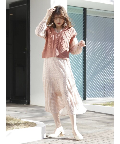 dazzlin（ダズリン）の「LITTLE LILYマキシワンピース（ワンピース・ピンク/グリーン/アイボリー・S/M）」の13枚目の写真