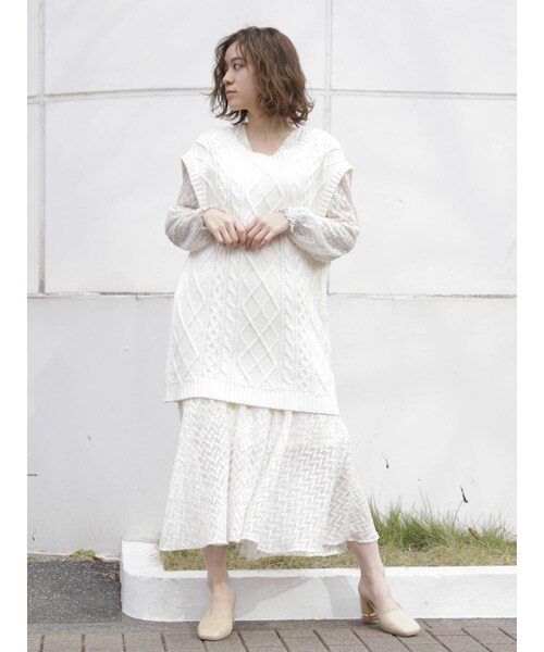 dazzlin（ダズリン）の「LITTLE LILYマキシワンピース（ワンピース・ピンク/グリーン/アイボリー・S/M）」の10枚目の写真