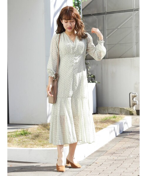 dazzlin（ダズリン）の「LITTLE LILYマキシワンピース（ワンピース・ピンク/グリーン/アイボリー・S/M）」の5枚目の写真