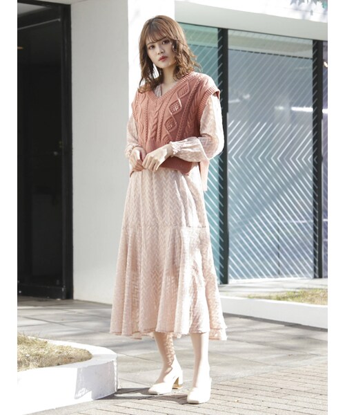 dazzlin（ダズリン）の「LITTLE LILYマキシワンピース（ワンピース・ピンク/グリーン/アイボリー・S/M）」の12枚目の写真