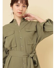 YECCA VECCA | ベルト付きミリタリーBIGシャツ(トップス)