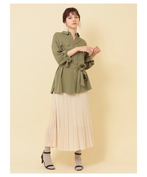 YECCA VECCA(イェッカヴェッカ)の「透かし編みニットスカート(スカート・アイボリー/ベージュ/サックスブルー・F)」の4枚目の写真