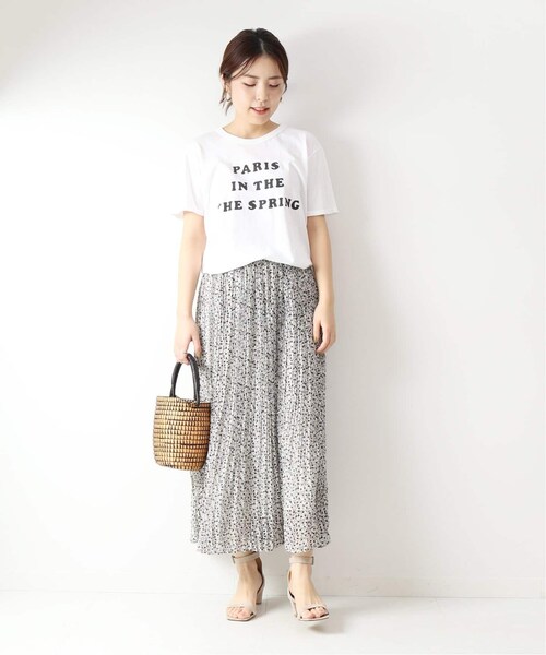 極美品⭐︎Spick and Spanフラワープリーツマキシスカート ホワイト花柄 美品⭐︎Spick and Spanフラワープリーツマキシスカート