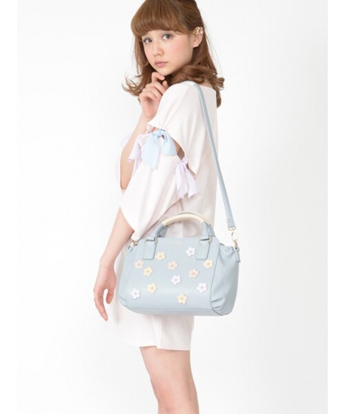 Honey Salon（ハニーサロン）の「フラワーガーデンボストン（バッグ・レディース・ブルーグレー/ピンク/ブラック・Free）」の10枚目の写真