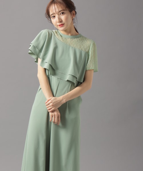 Andemiu（アンデミュウ）の「アシメラッフルオールインワン（ワンピース/ドレス・ブラック/ライトグリーン/ブルー）」の2枚目の写真