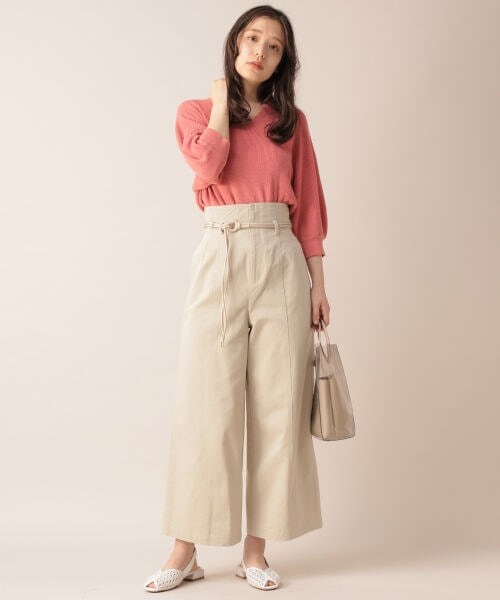 mysty woman（ミスティウーマン）の「バックレースアップワイドパンツ（パンツ・エクリュ/カーキ）」の4枚目の写真