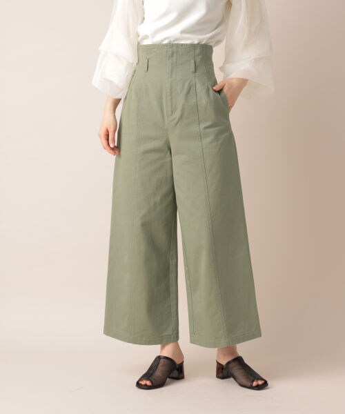 mysty woman（ミスティウーマン）の「バックレースアップワイドパンツ（パンツ・エクリュ/カーキ）」の2枚目の写真