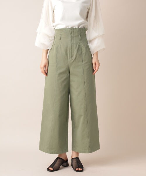 mysty woman（ミスティウーマン）の「バックレースアップワイドパンツ（パンツ・エクリュ/カーキ）」の5枚目の写真