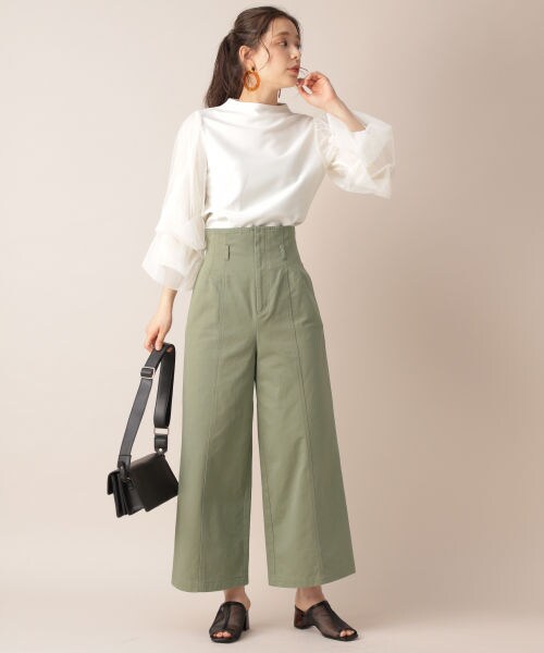 mysty woman（ミスティウーマン）の「バックレースアップワイドパンツ（パンツ・エクリュ/カーキ）」の3枚目の写真